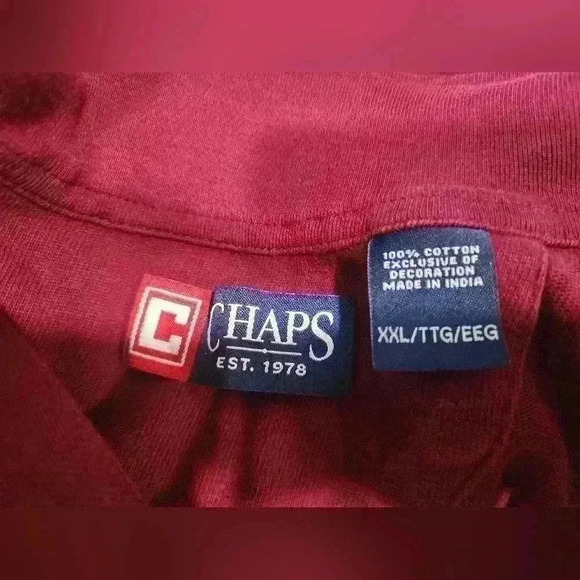 CHAPS Men's XXL Pullover 1/4 Zip Sweater Long Sleeve Maroon Cotton - Picture 4 of 4